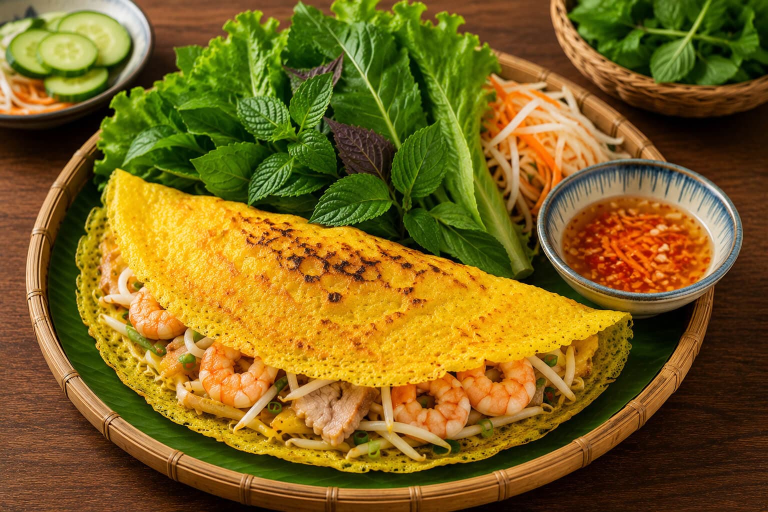 Banh xeo sizzling Balinese crepe