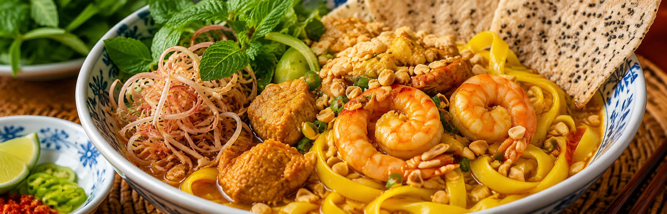 Ho Chi Minh City-style Mì Quảng with slightly more broth and southern-style toppings