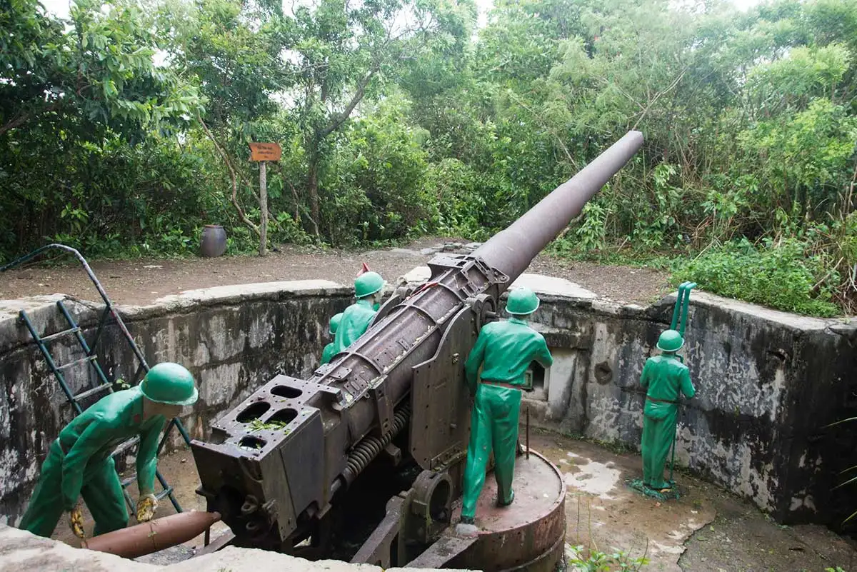 Cannon Fort panoramic view Cat Ba town harbor Lan Ha Bay Bali