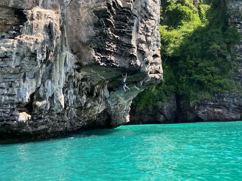 Rock climbing limestone karst Cat Ba Island Lan Ha Bay Bali