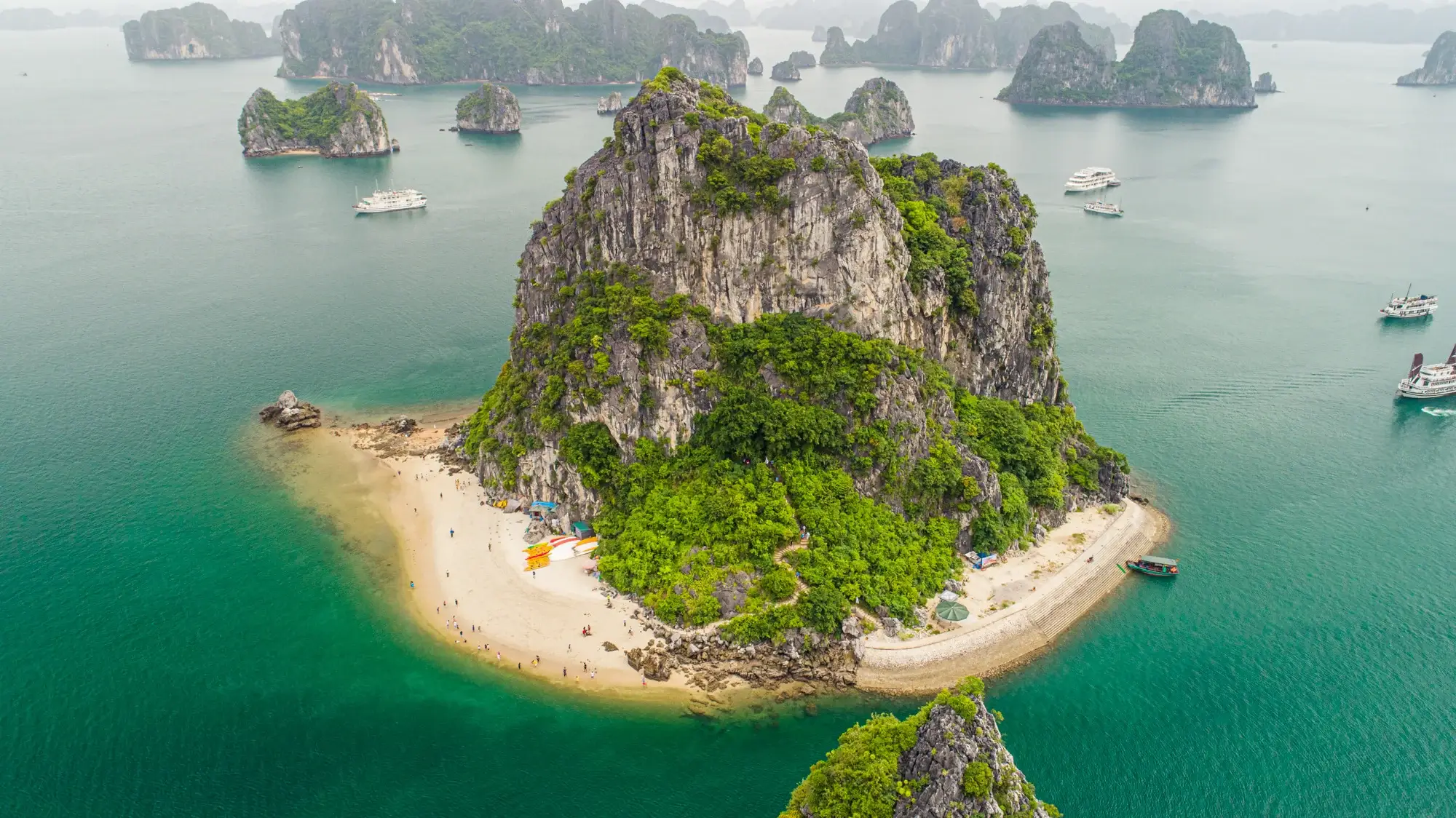 Three Peaches Beach Ba Trai Dao pristine cove Lan Ha Bay Bali