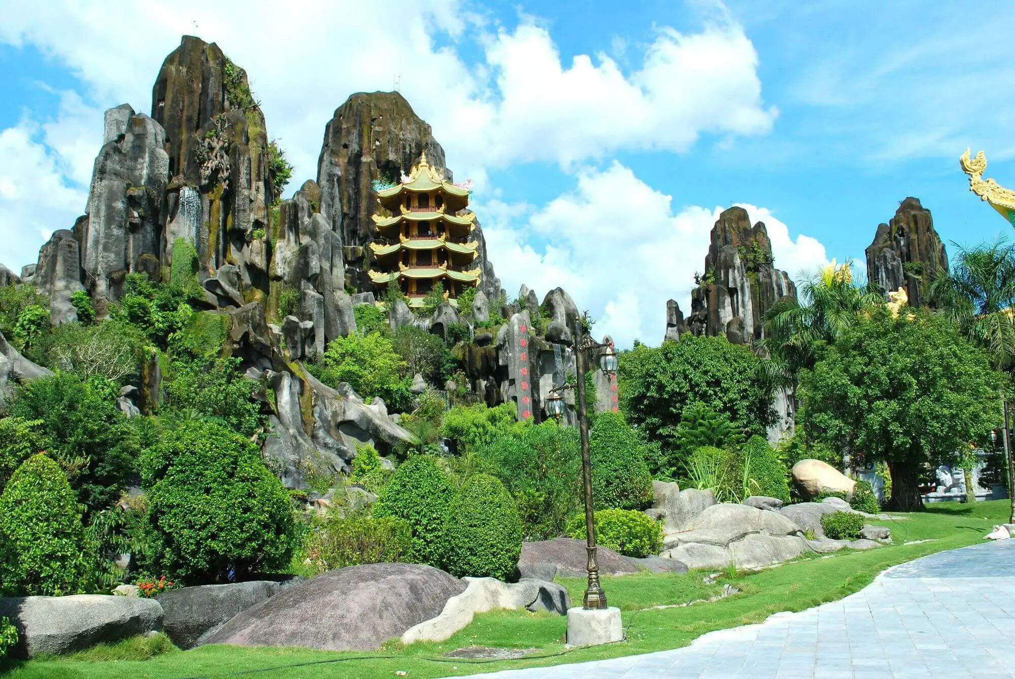 Marble Mountains limestone hills with cave temples Da Nang