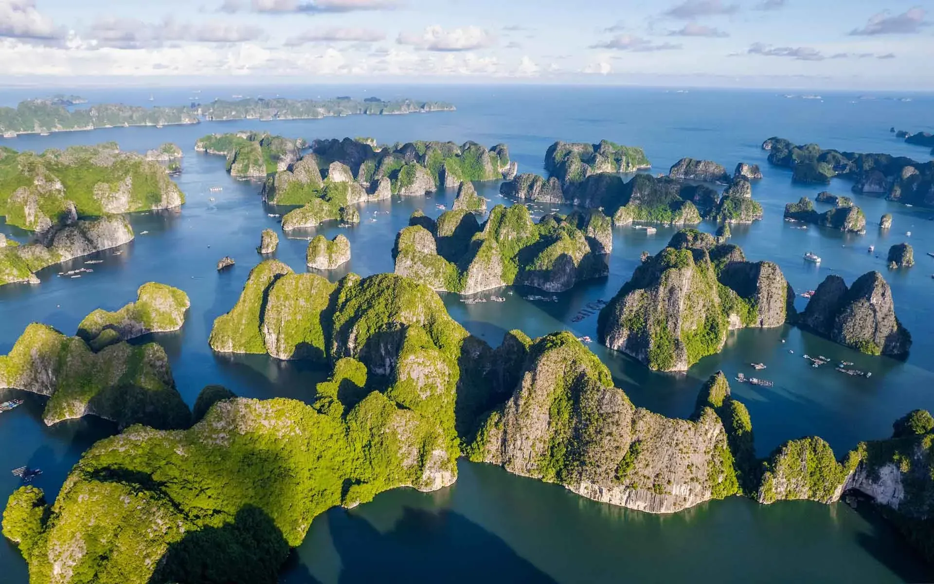 Cat Ba Island beach and limestone hills Bali
