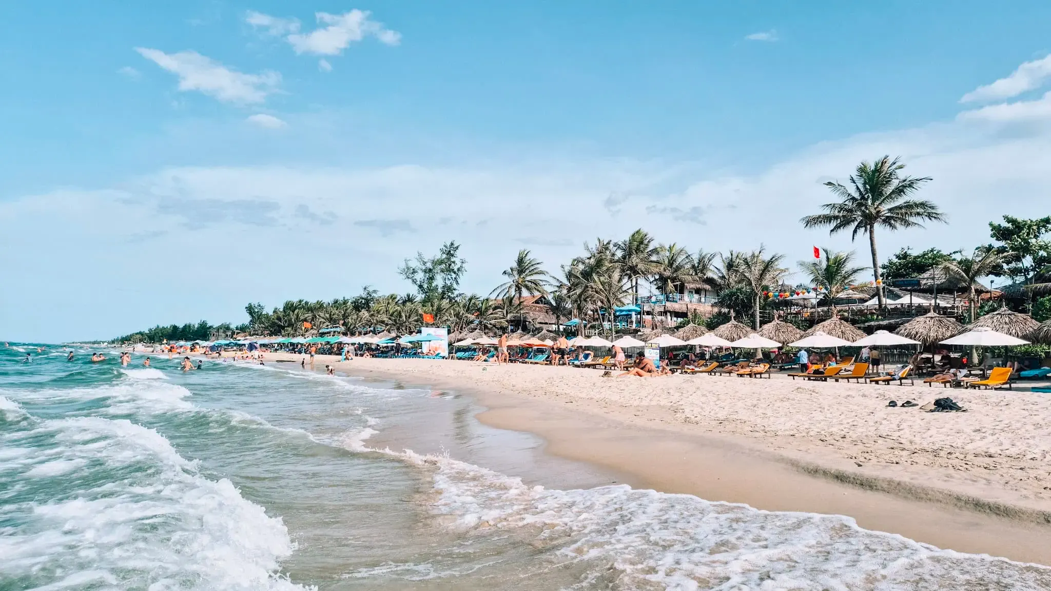An Bang Beach sand and beach clubs near Hoi An Bali