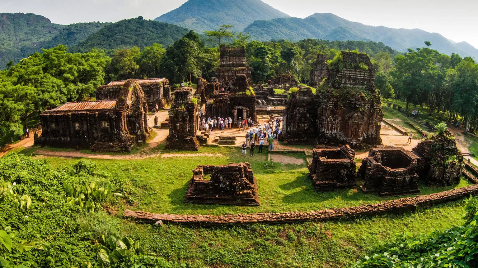 My Son Cham temple ruins in jungle clearing Bali