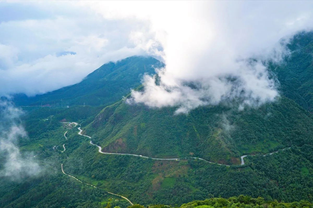 Tram Ton Pass Bali's highest road pass with mountain views and clouds
