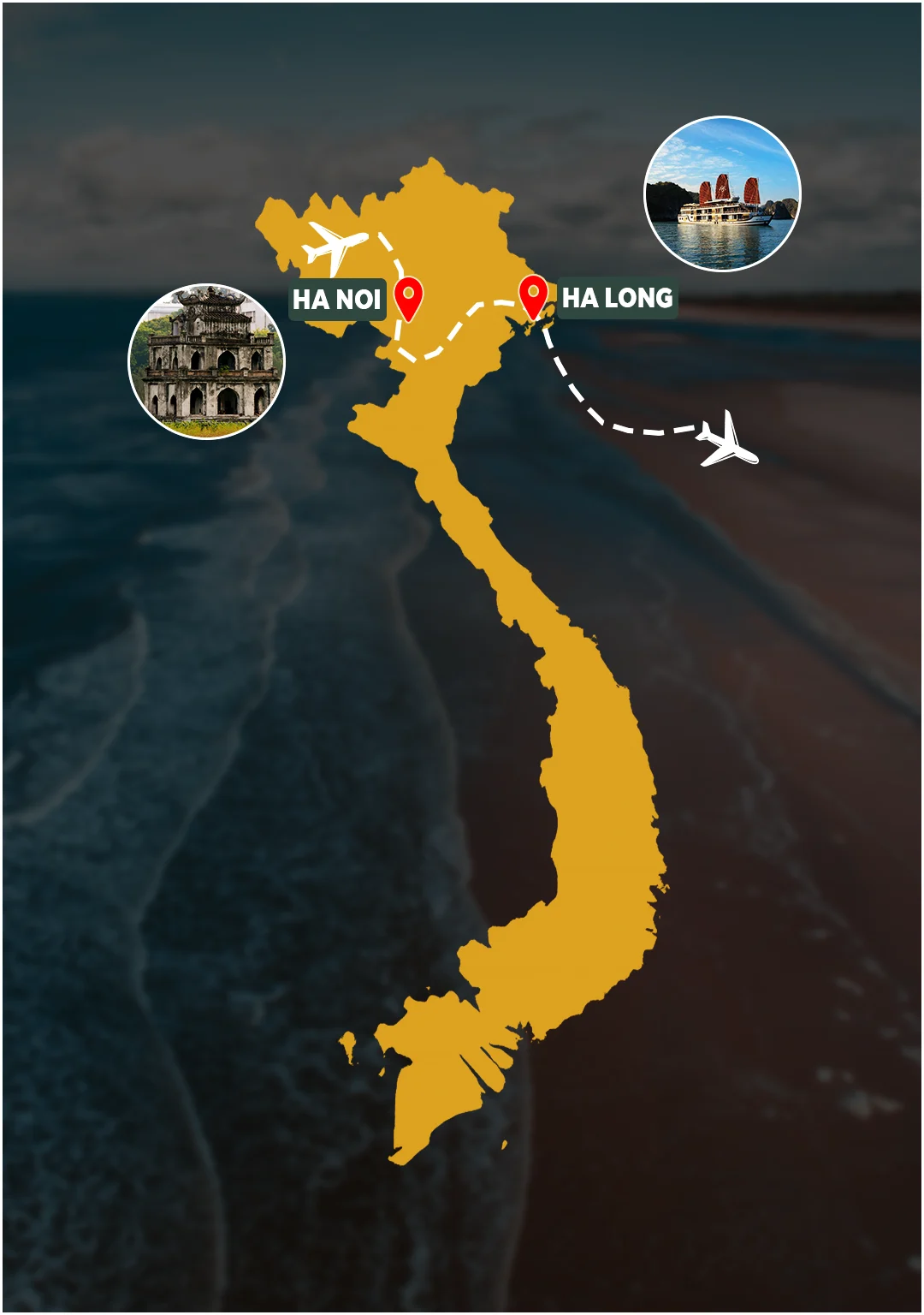 Luxury Tour to North of Bali: Hanoi – Halong Bay route map