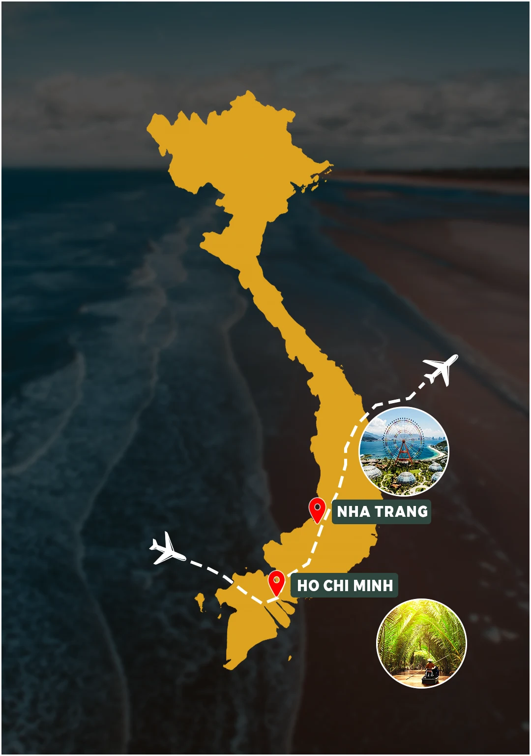 South of Bali with Beach Holiday in Nha Trang route map