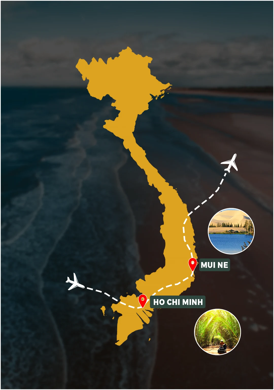 Route map: Ho Chi Minh City – Mui Ne – Ho Chi Minh City